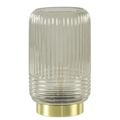 Grote Lipa tafellamp batterijen warm licht grijs ribbel glas