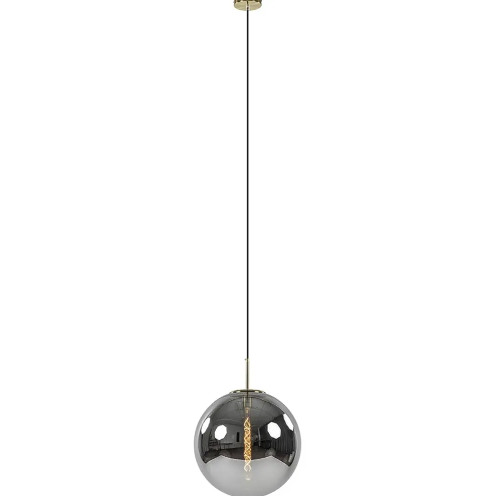 Grote luxe hanglamp brons + smoke glas Medina