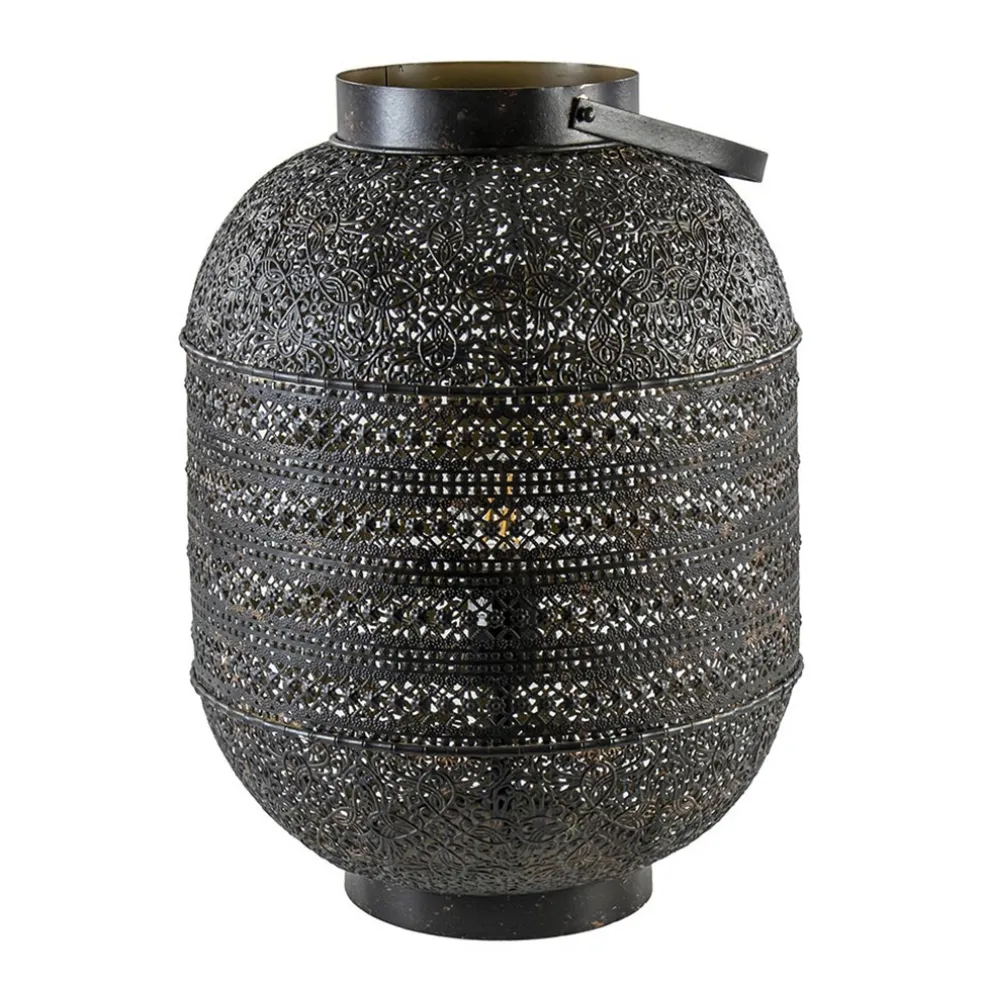 Grote Oosterse tafellamp lantaarn donker bruin