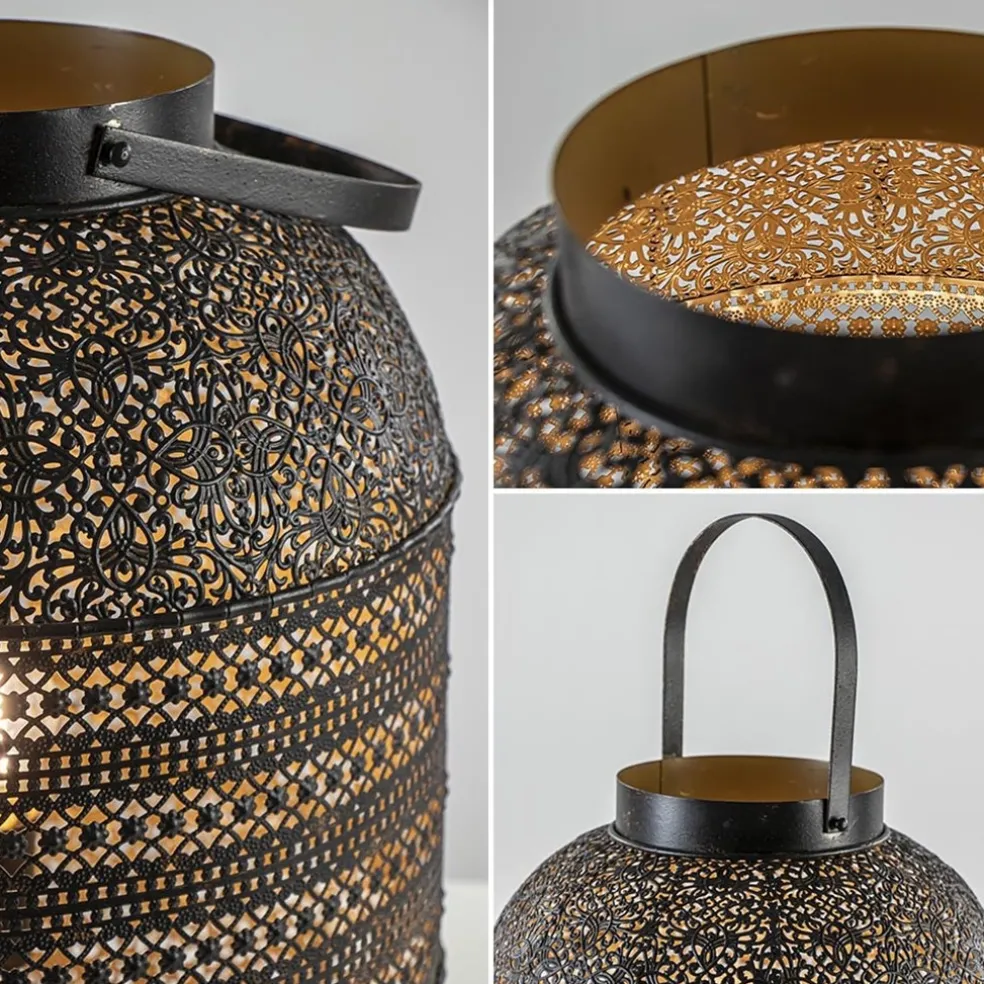 Grote Oosterse tafellamp lantaarn donker bruin