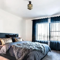 Grote plafondlamp smoke glas met mat zwart