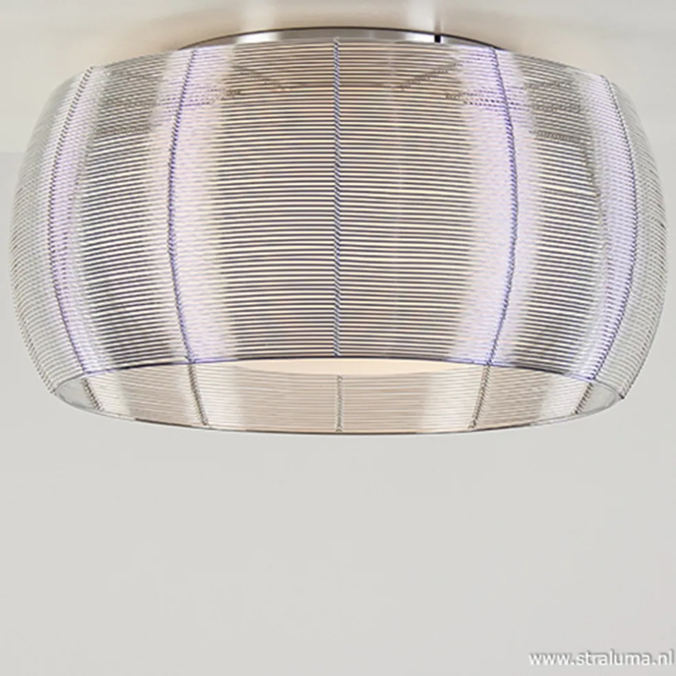 Grote plafonnière zilver met chroom 50