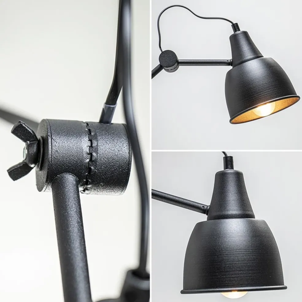 Grote retro wandlamp met zwarte kap verstelbaar