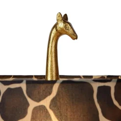 Grote tafellamp Giraf goud met bruine kap