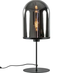 Grote tafellamp Maverick mat zwart met smoke glas