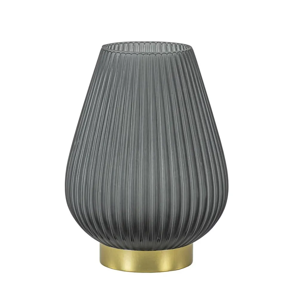 Grote tafellamp Tajera op batterij mat grijs/goud L&L