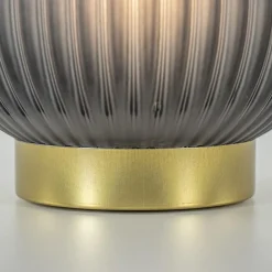 Grote tafellamp Tajera op batterij mat grijs/goud L&L