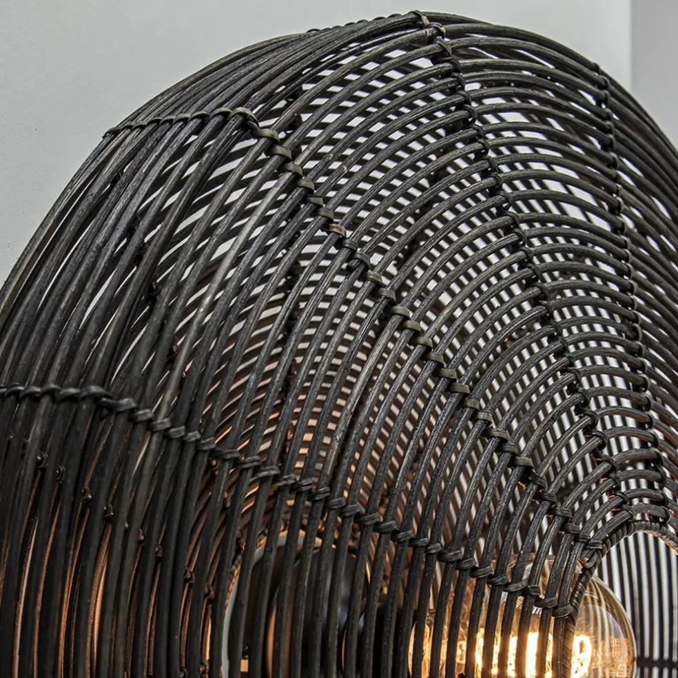 Grote wandlamp Mataka donker bruin rotan inclusief snoer