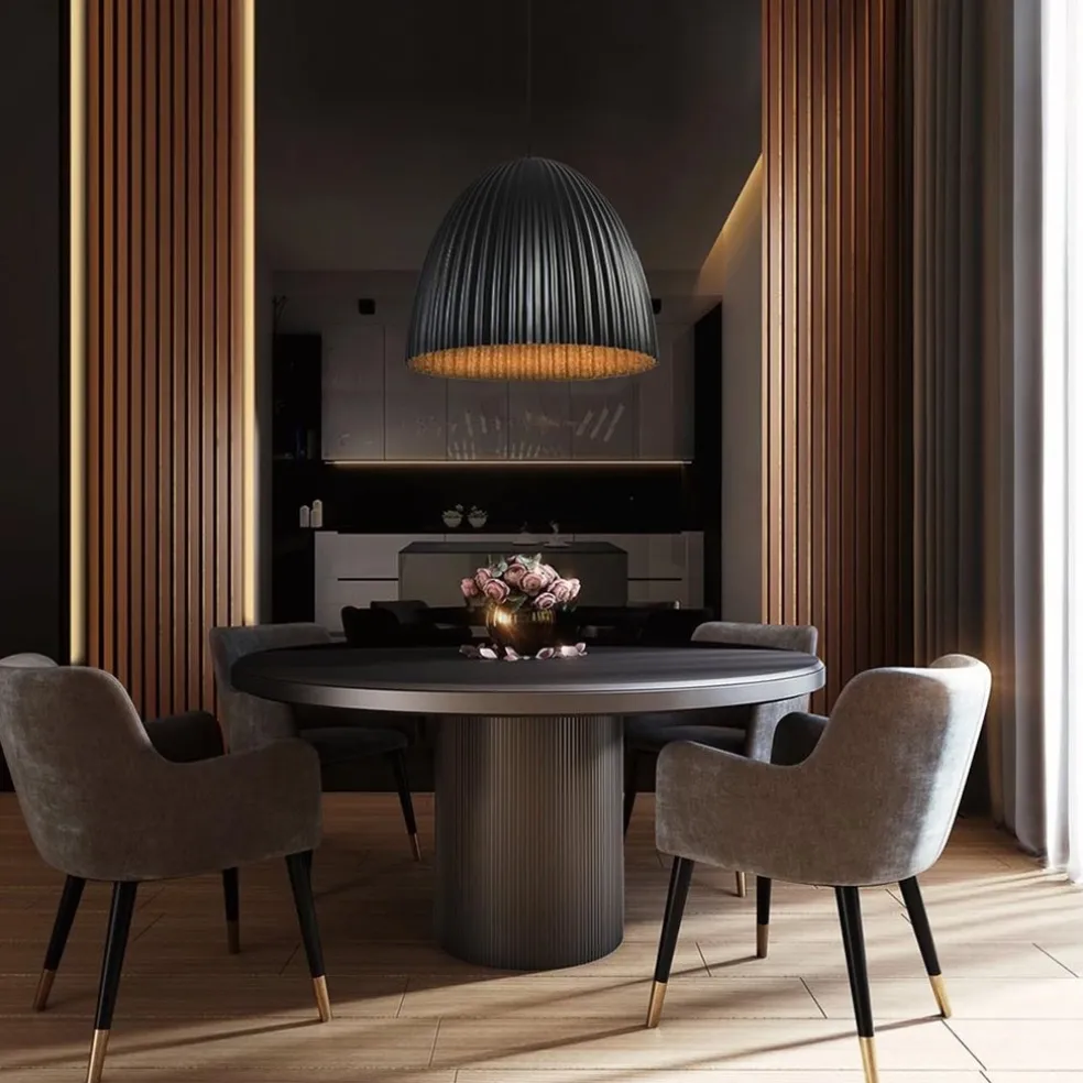 Grote XL hanglamp relief zwart met goud