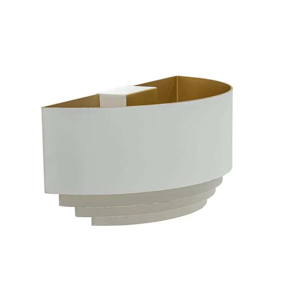 Half ronde wandlamp wit met goud