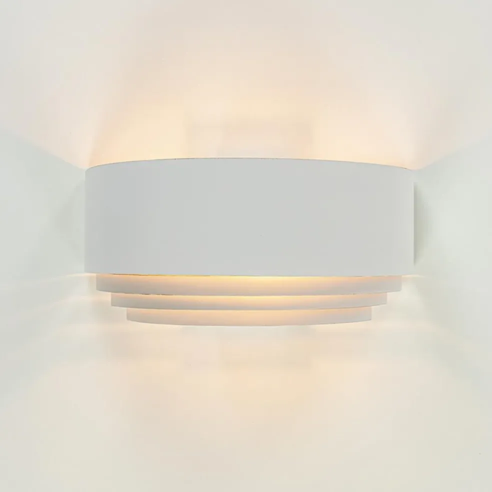 Half ronde wandlamp wit met goud