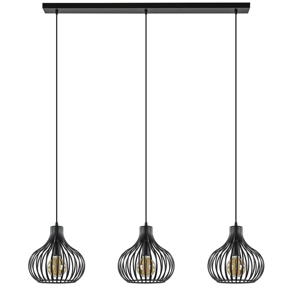 Hanglamp Aglio 28cm 3L op balk zwart