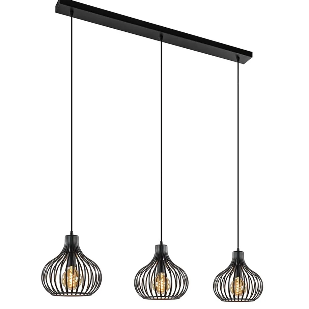 Hanglamp Aglio 28cm 3L op balk zwart