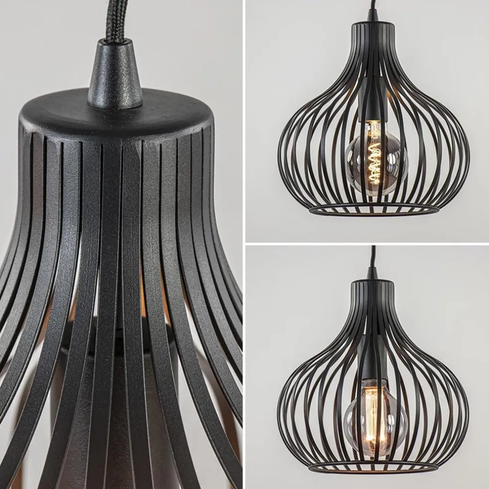 Hanglamp Aglio 28cm 3L op balk zwart