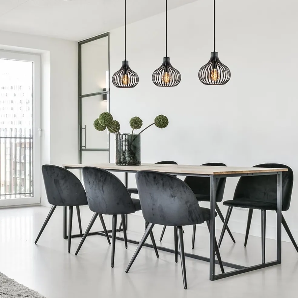 Hanglamp Aglio 28cm 3L op balk zwart