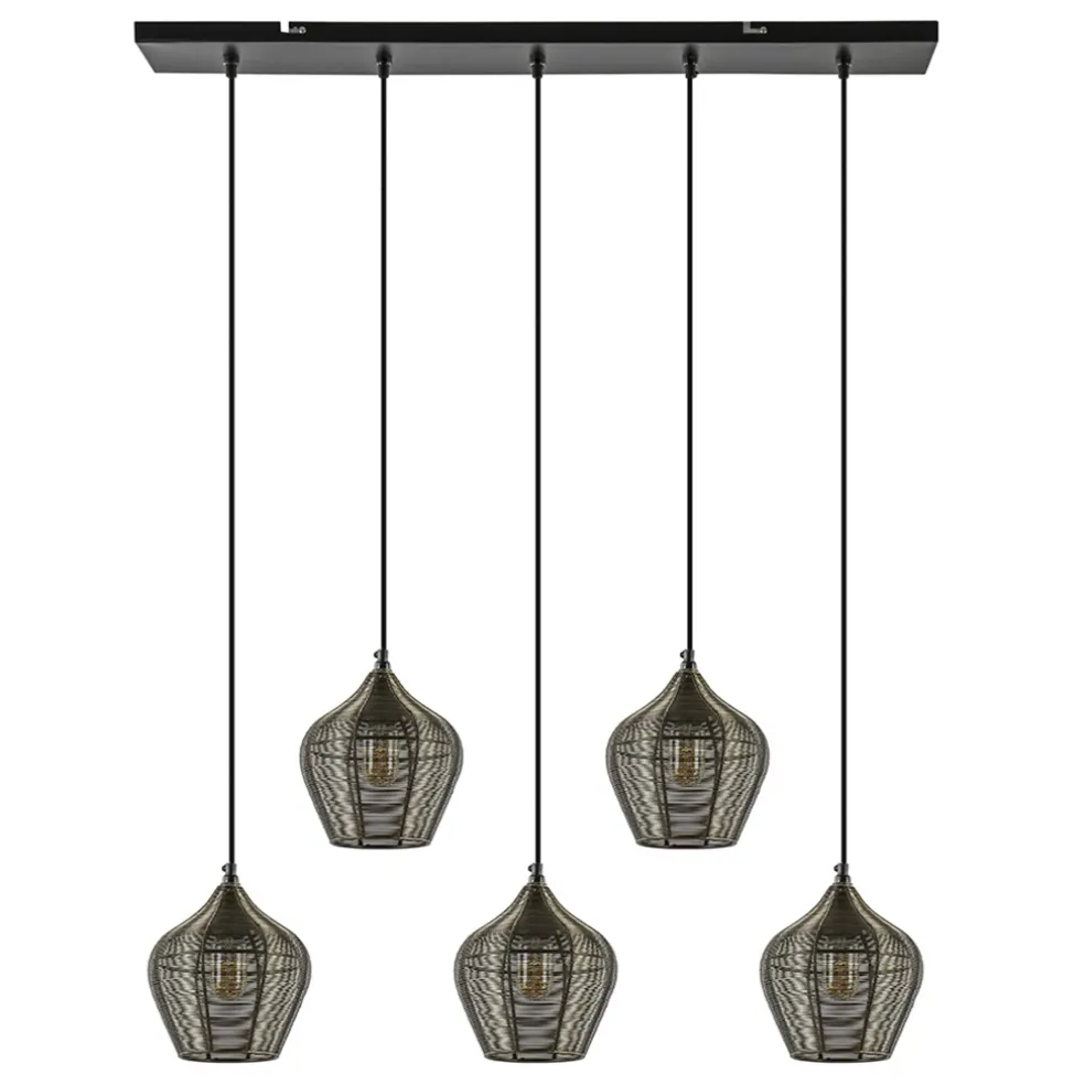 Hanglamp Alvaro 5-lichts antiek brons