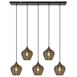 Hanglamp Alvaro 5-lichts antiek brons