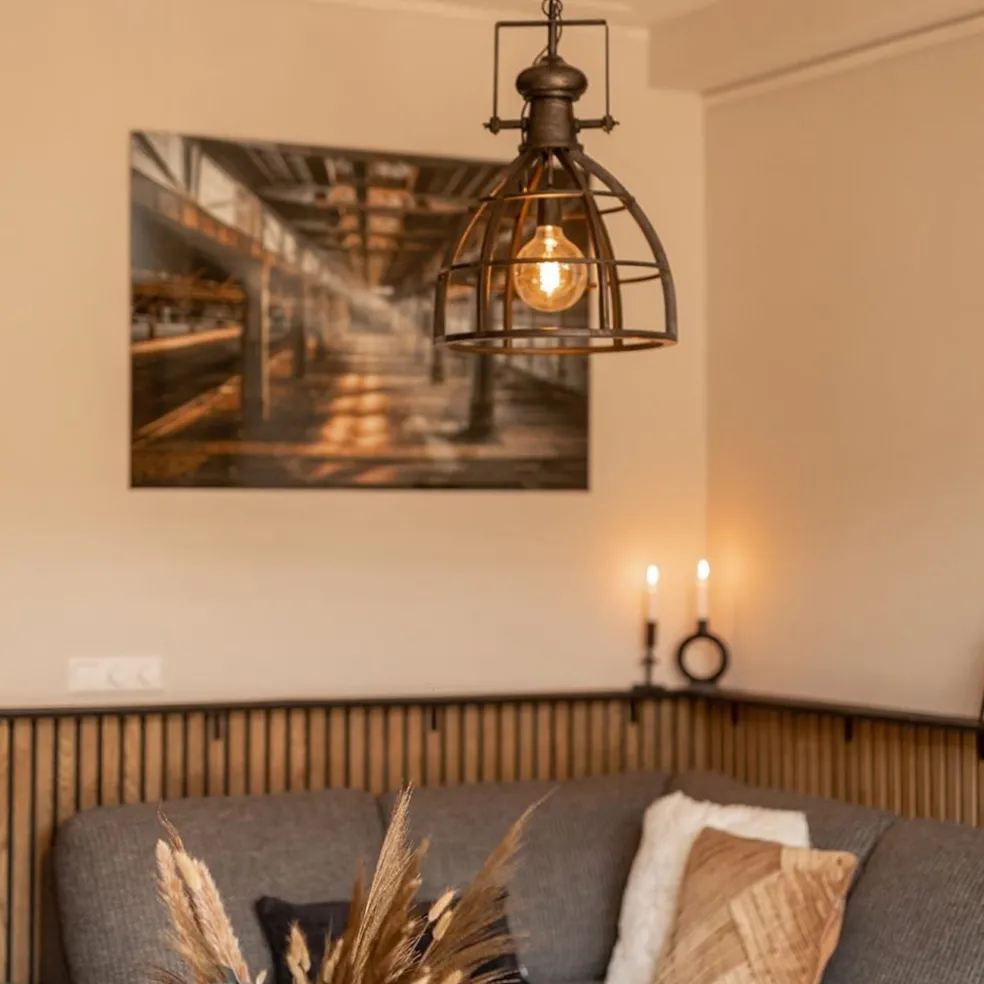 Hanglamp Amy zwartstaal industrieel