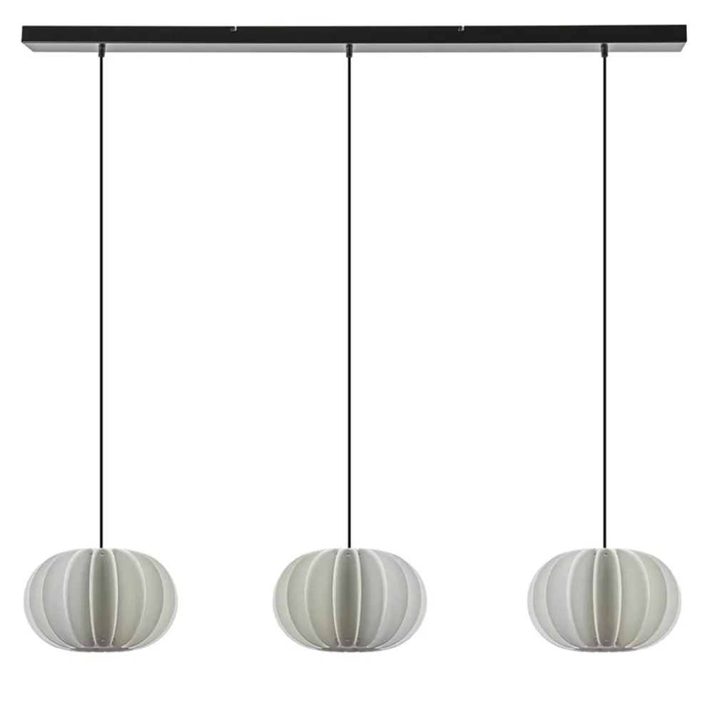 Hanglamp Arena 3L op balk zwart/kap wit
