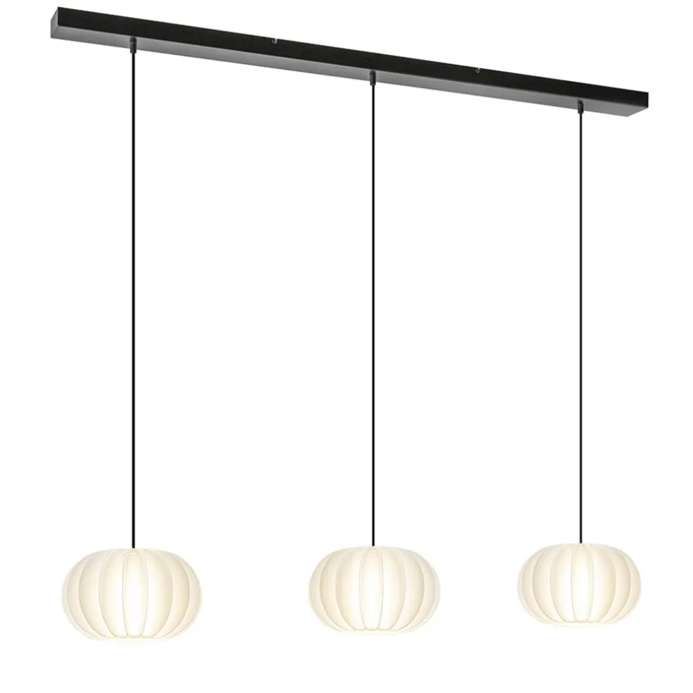 Hanglamp Arena 3L op balk zwart/kap wit
