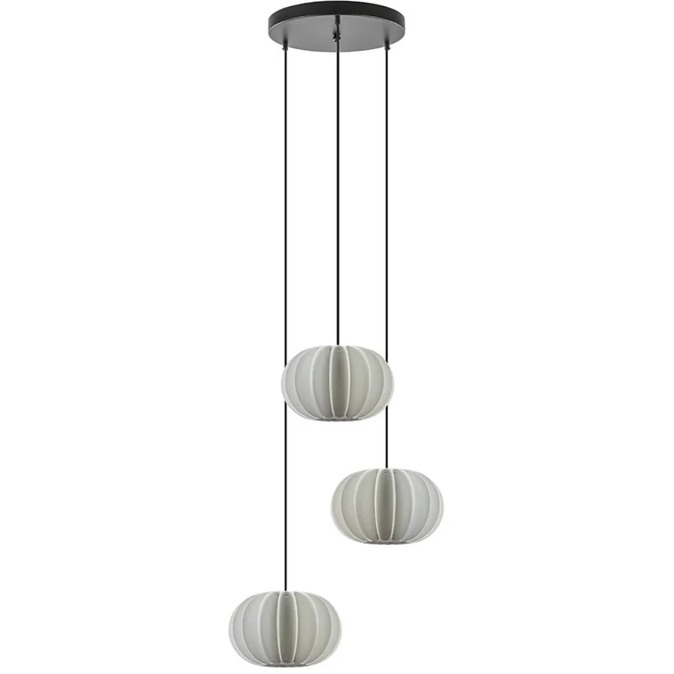 Hanglamp Arena 3L rond zwart/kap wit