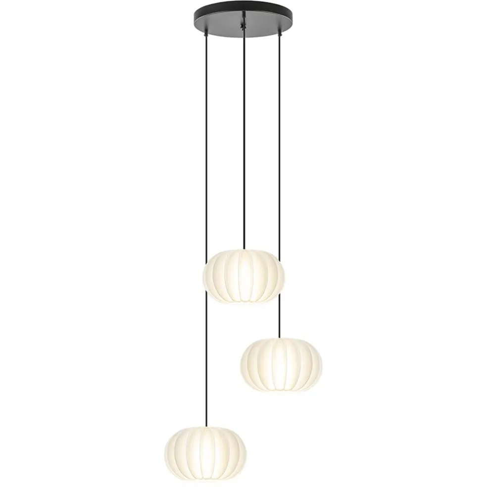 Hanglamp Arena 3L rond zwart/kap wit