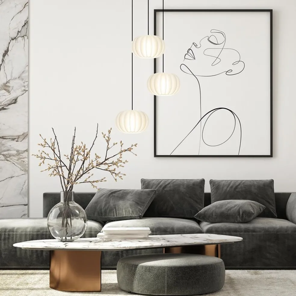 Hanglamp Arena 3L rond zwart/kap wit