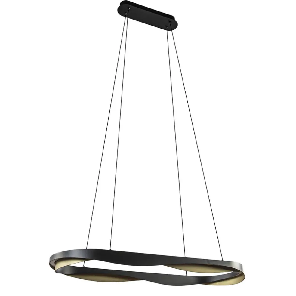 Hanglamp Ascoli ovaal zwart/matgoud