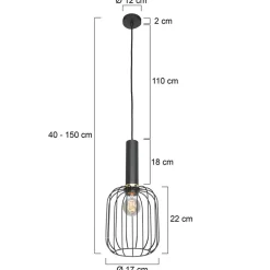 Hanglamp Aureole cilinder smal zwart