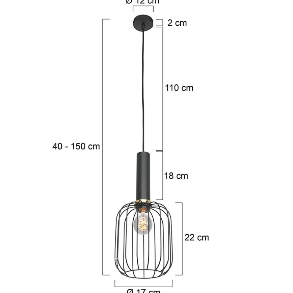 Hanglamp Aureole cilinder smal zwart