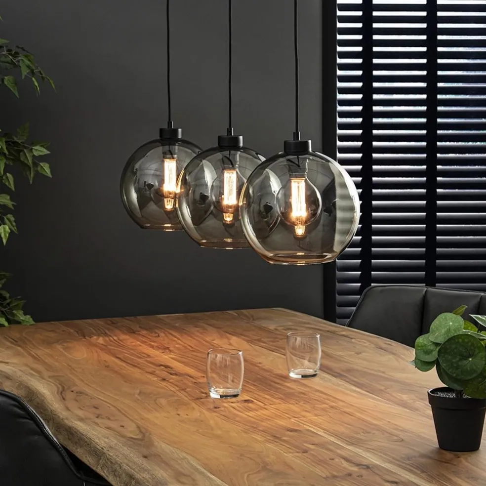 Hanglamp balk 3L smoke bolglas