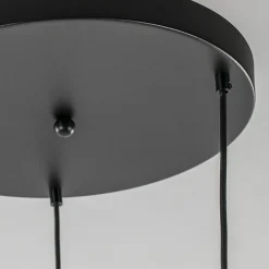 Hanglamp Bella 3L rond zwart+smoke glas