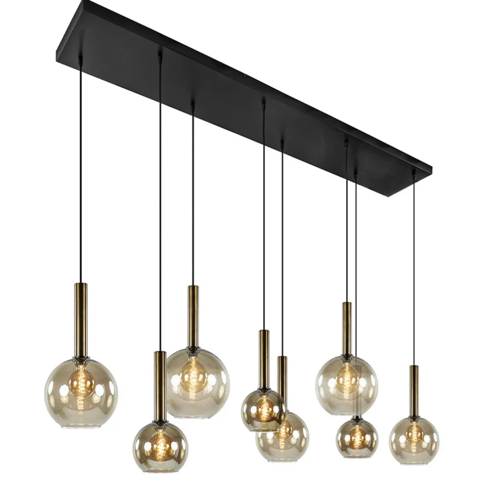 Hanglamp Bella 8L zwart/brons/smoke mix