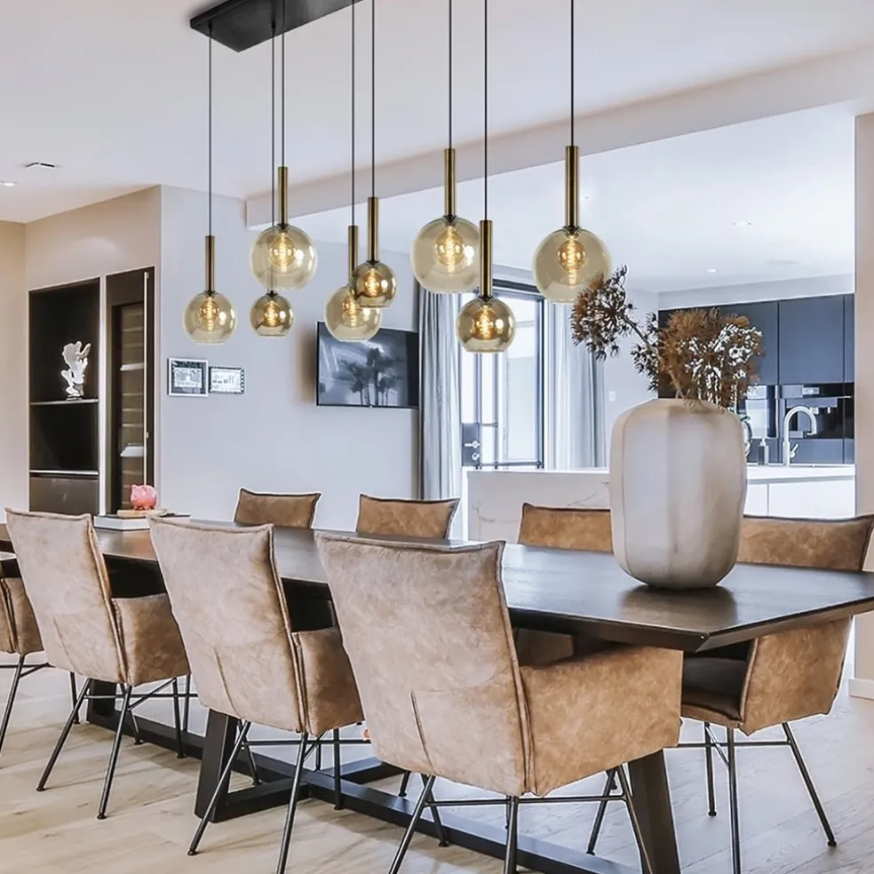 Hanglamp Bella 8L zwart/brons/smoke mix