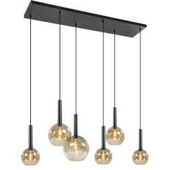 Hanglamp Bella Smoke 6L multipendel zwart/glas mix