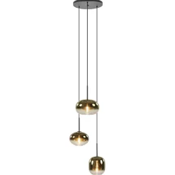 Hanglamp Bellini 3L zwart+gradient gold