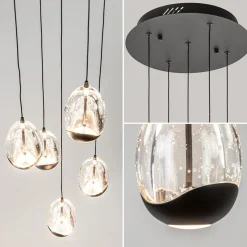 Hanglamp Black Egg 5L rond zwart/helder