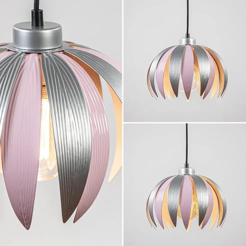 Hanglamp bloem kinderkamer grijs/roze