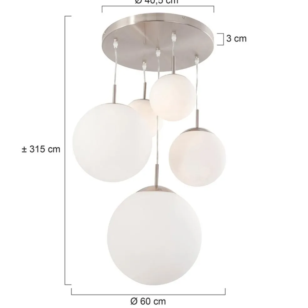 Hanglamp bol Bollique 5x glas wit