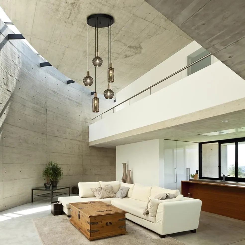 Hanglamp Bounty 5L rond zwart/matgoud