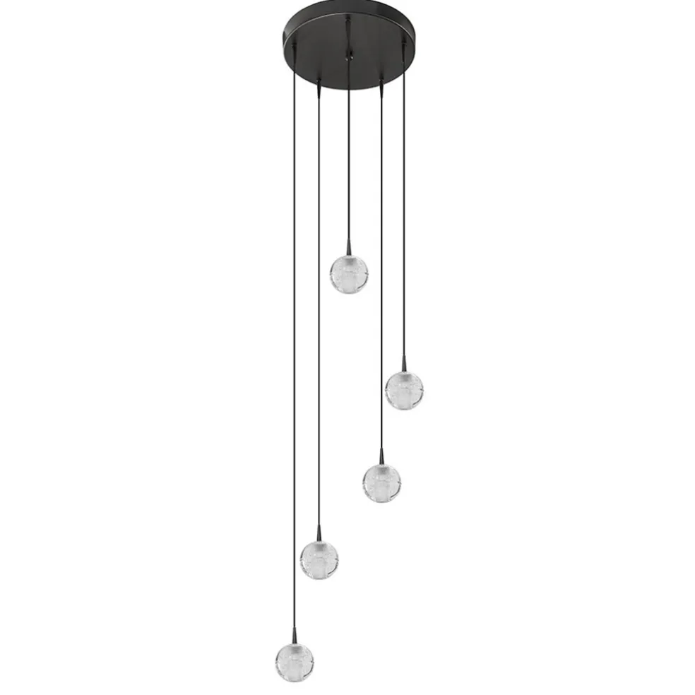 Hanglamp Bubbles 5L rond zwart/helder dtw