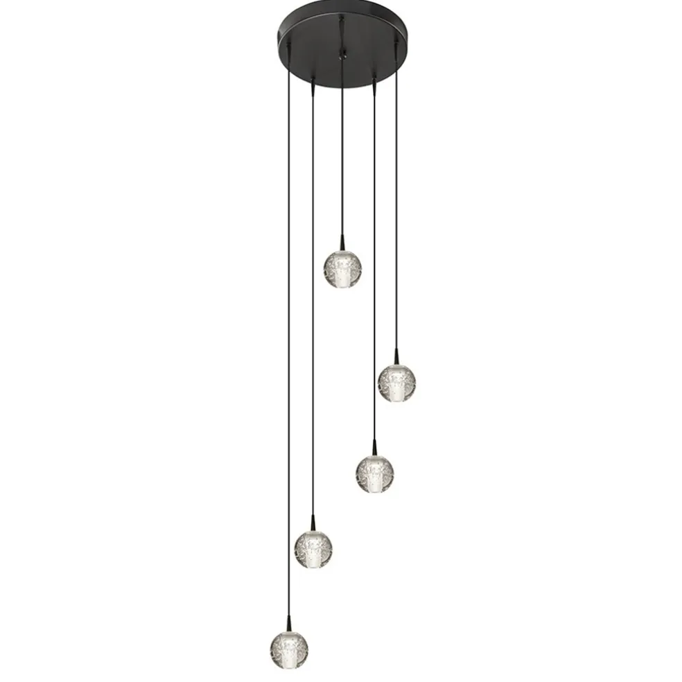 Hanglamp Bubbles 5L rond zwart/helder dtw