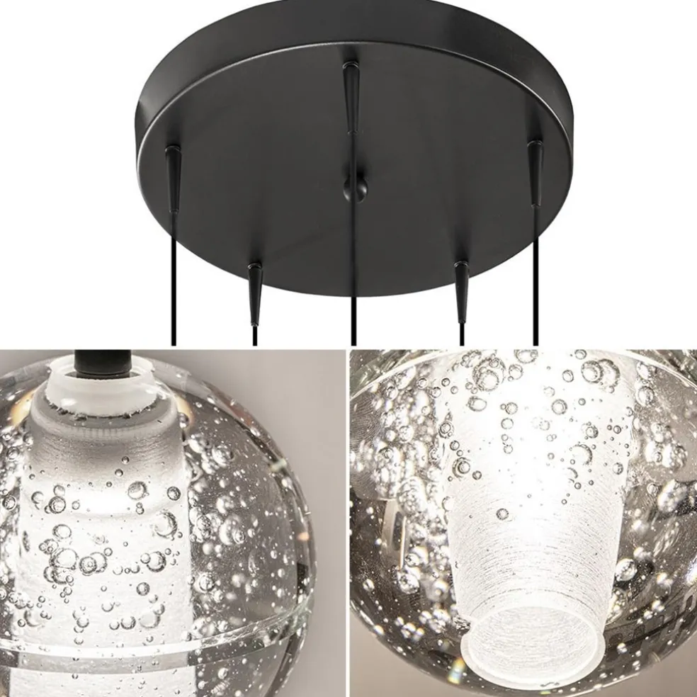 Hanglamp Bubbles 5L rond zwart/helder dtw