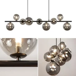 Hanglamp Calcio 9l zwart + smoke glas