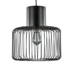 Hanglamp draad cilinder zwart met klos
