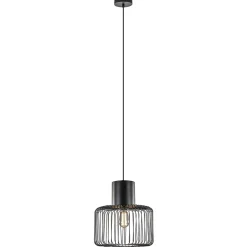 Hanglamp draad cilinder zwart met klos