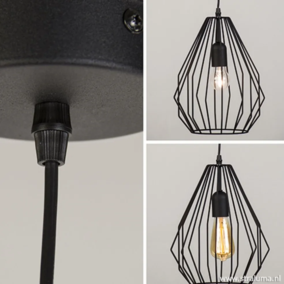 Hanglamp draad mat zwart