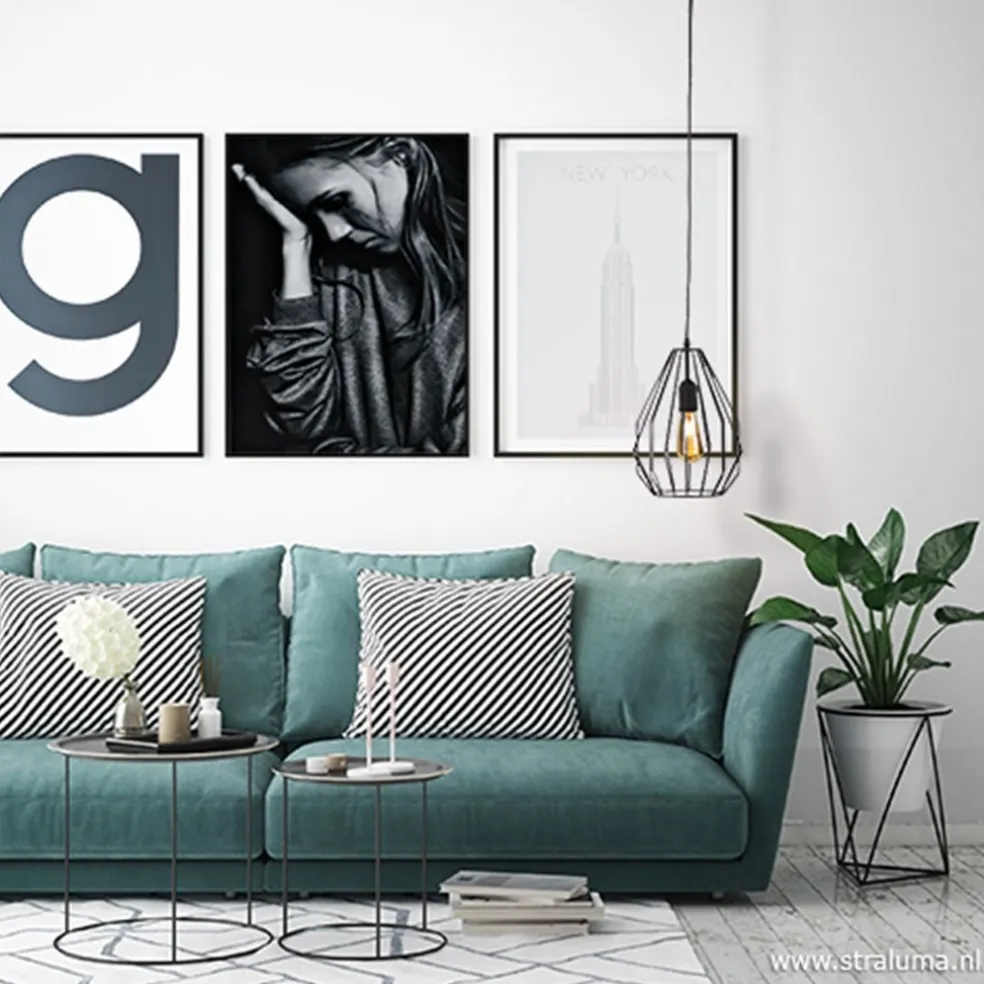 Hanglamp draad mat zwart