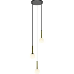 Hanglamp Globe 3L rond zwart/goud/wit