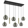 Hanglamp Globe 8L 6x glas/2xbuis goud